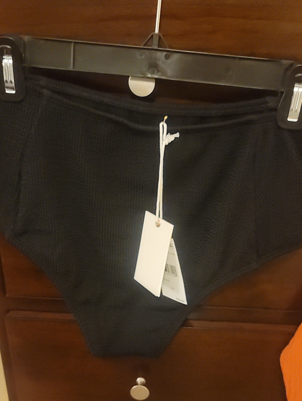 NWT Good American Black High-Waist Ribbed Bikini Bottom Size 1/2
